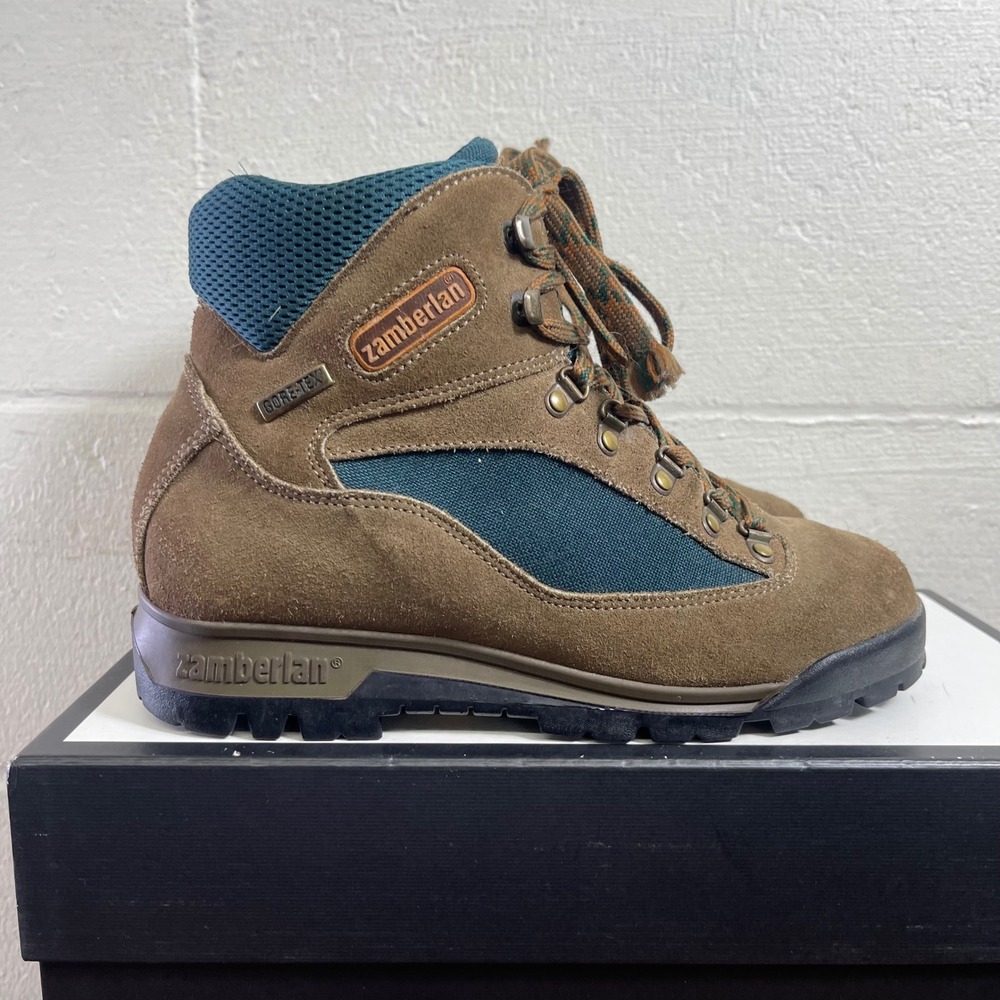 Zamberlan GTX Trekking Boots Mens Brown Teal Suede‎ Waterproof Hiking Size 8